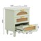 Retro Green 3-Drawer Wooden Nightstand with Rattan Accents and Gold Handles for Bedroom